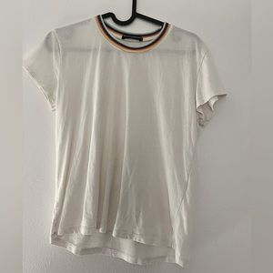 Brandy Melville Rainbow Collar White Baby Tee